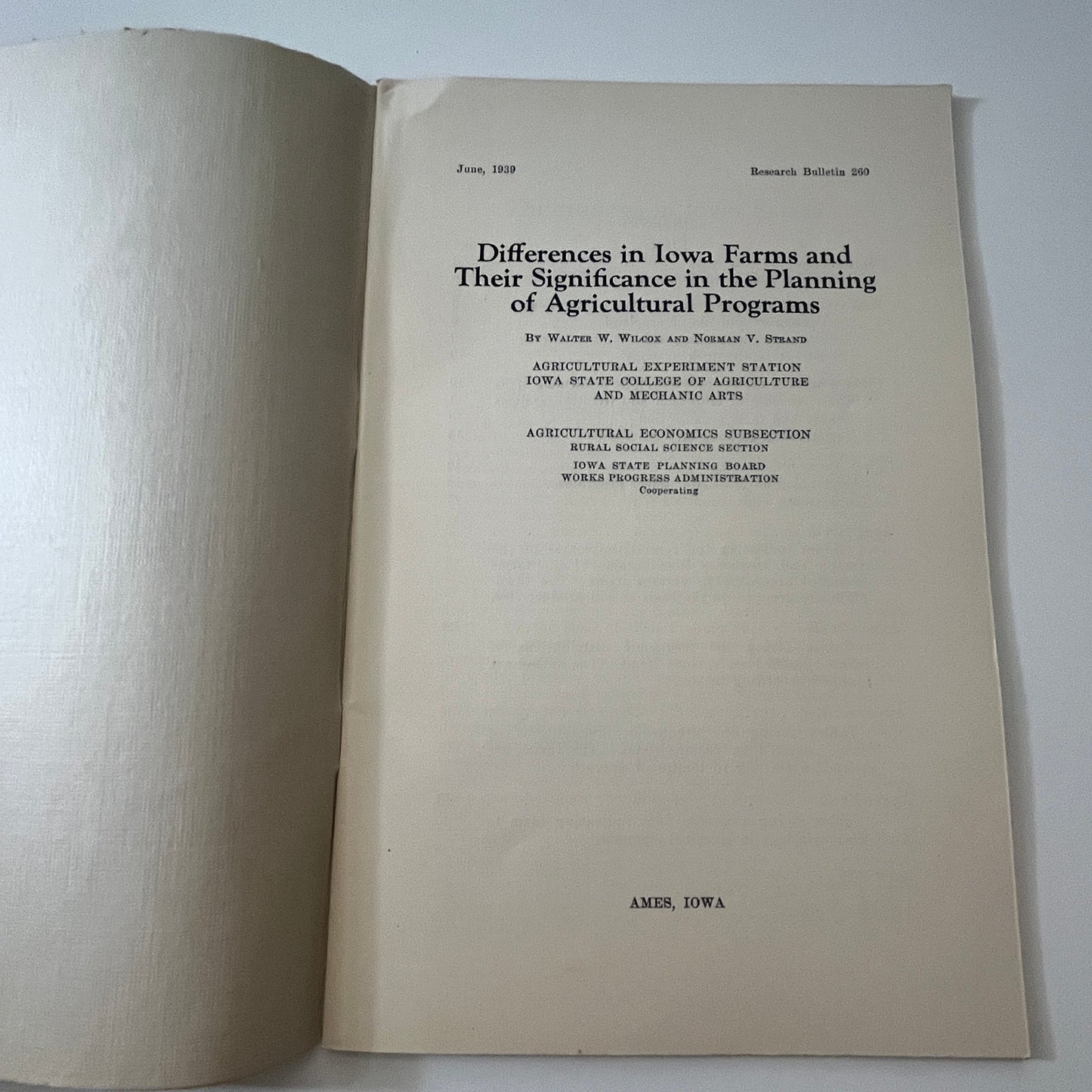 Differences in Iowa Farms & Planning of Agricultural Programs 1939 TK2-XB2