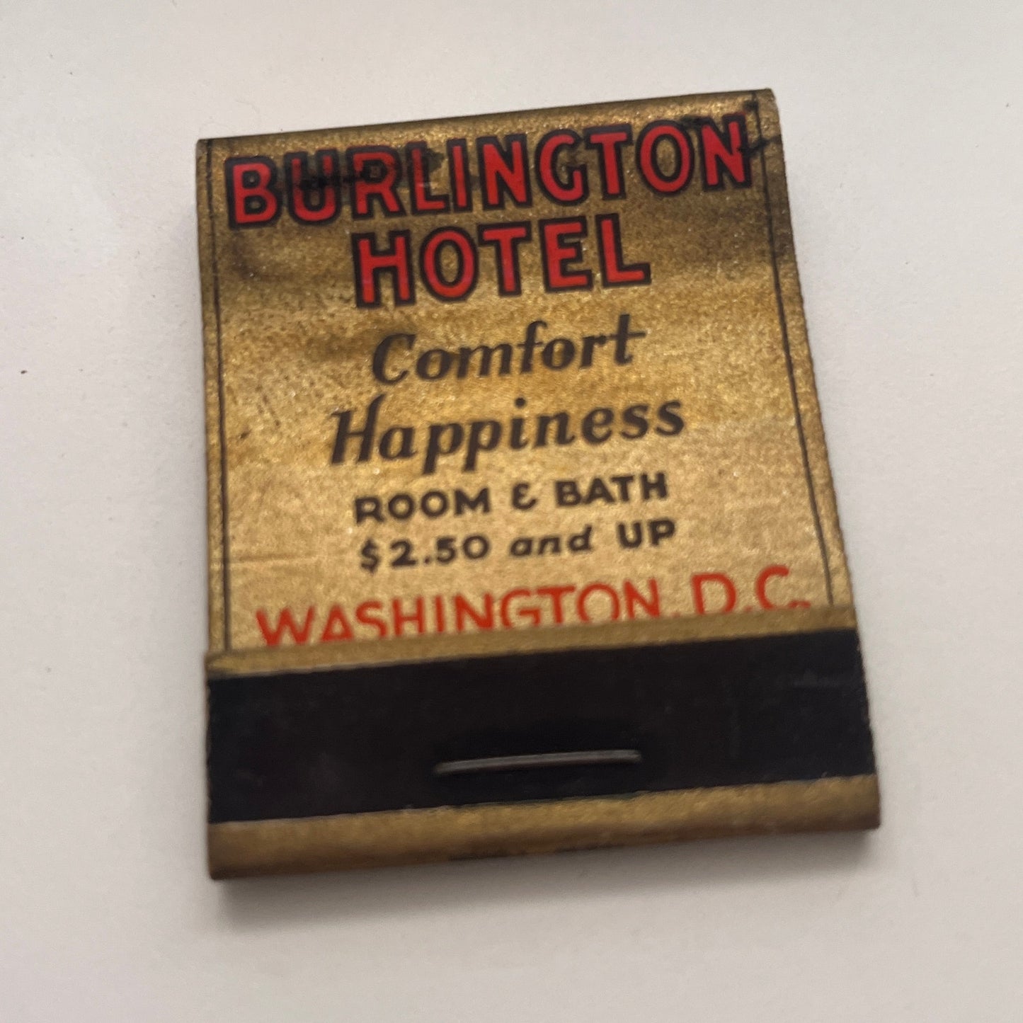 Burlington Hotel Washington DC Vintage Matchbook Cover TB8-MB-6