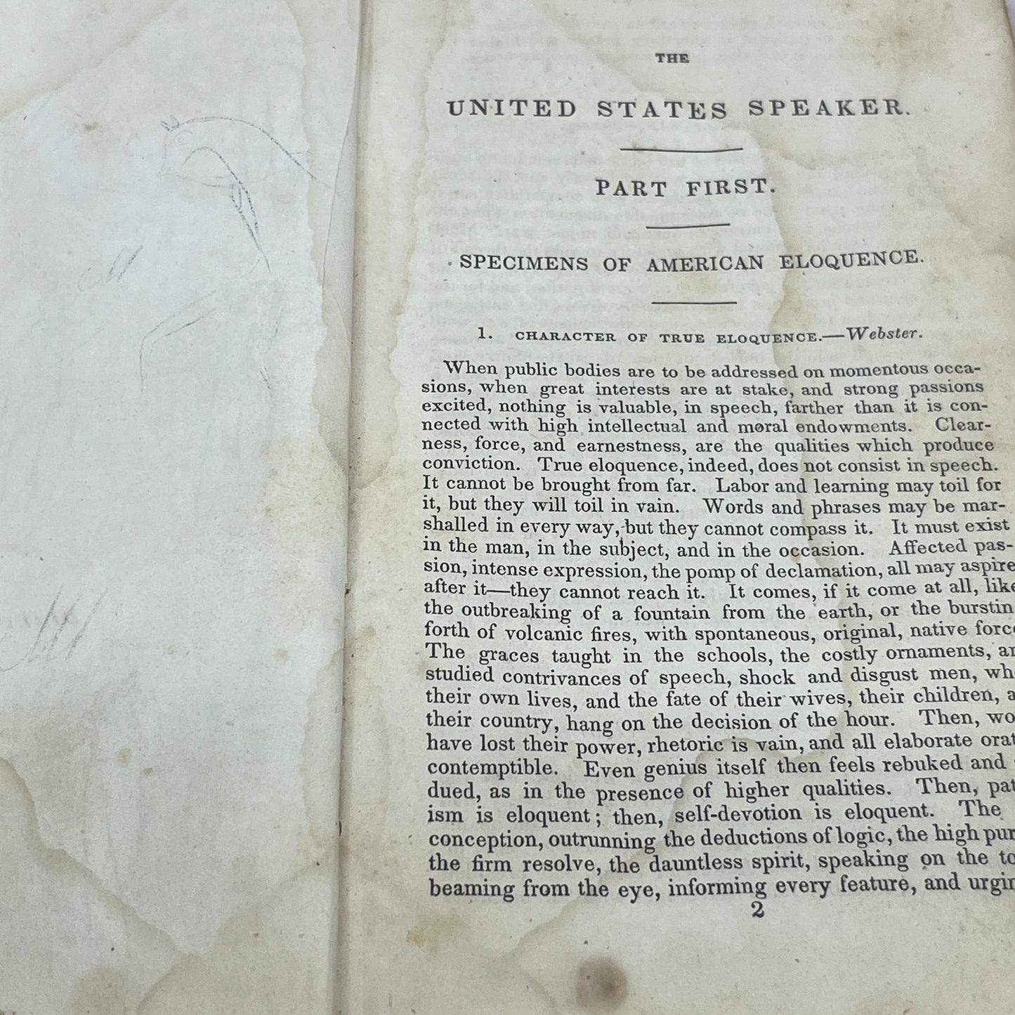 Early 1800s Book - The United States Speaker - Speech Public Speaking TB8-OB-1