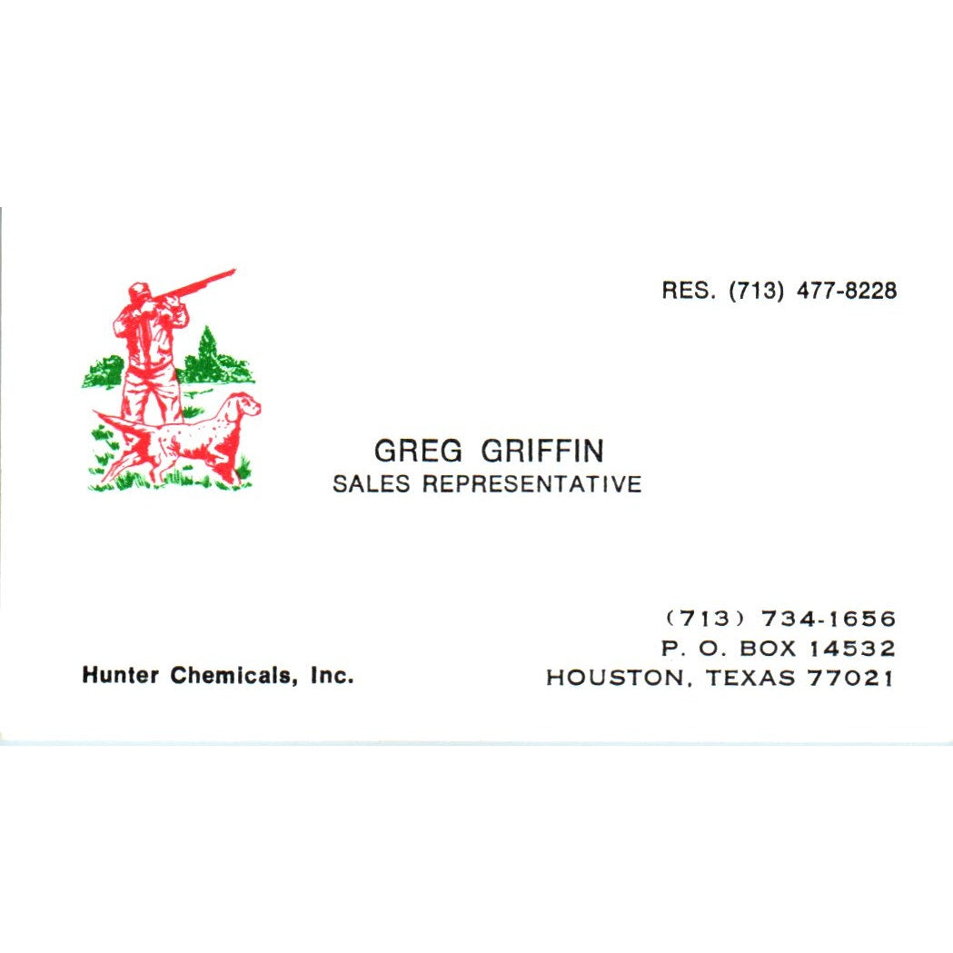 Greg Griffin Hunter Chemicals Inc Houston Vintage Business Card SE3-B10