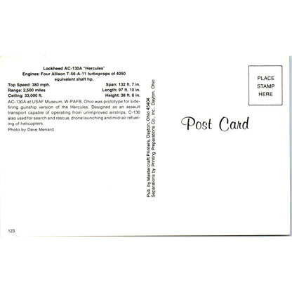 Lockheed AC-130A Hercules Vintage Postcard PC3