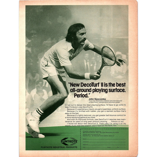 John Newcombe DecoTurf II Playing Surface Tennis Flintkote Products 1977 AF3-5