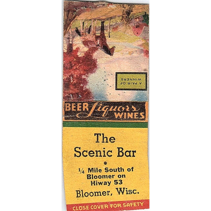 The Scenic Bar Bloomer WI Vintage Matchbook Cover SC7-Y7