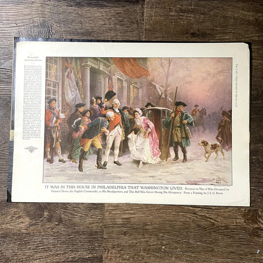 Washington's House in Philadelphia - J.L.G. Ferris Antique Art Print 11x16 V11