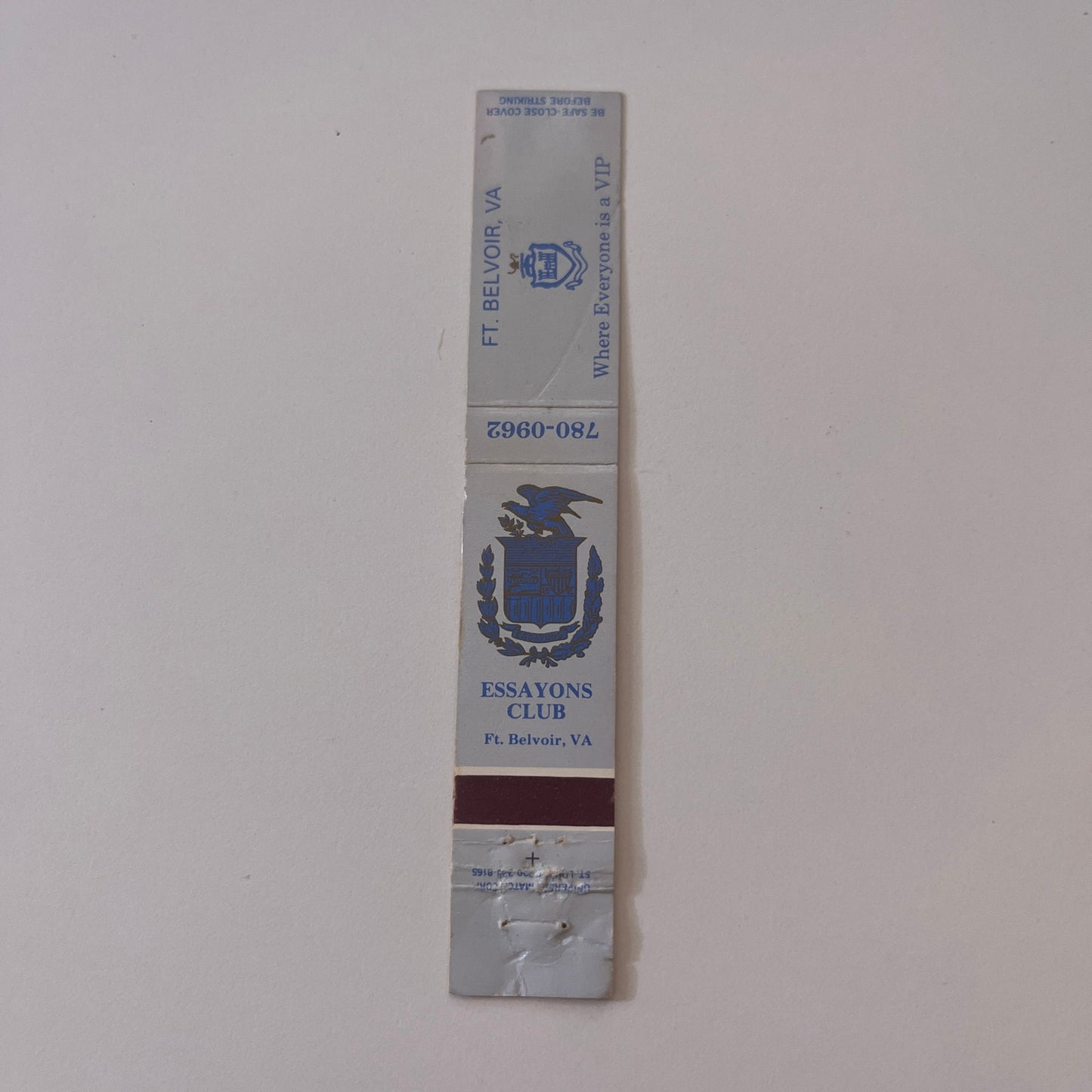 Essayons Club Ft. Belvoir VA Vintage Matchbook TB6-MB2-9