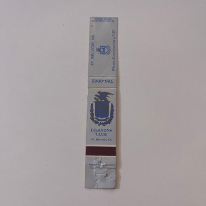 Essayons Club Ft. Belvoir VA Vintage Matchbook TB6-MB2-9
