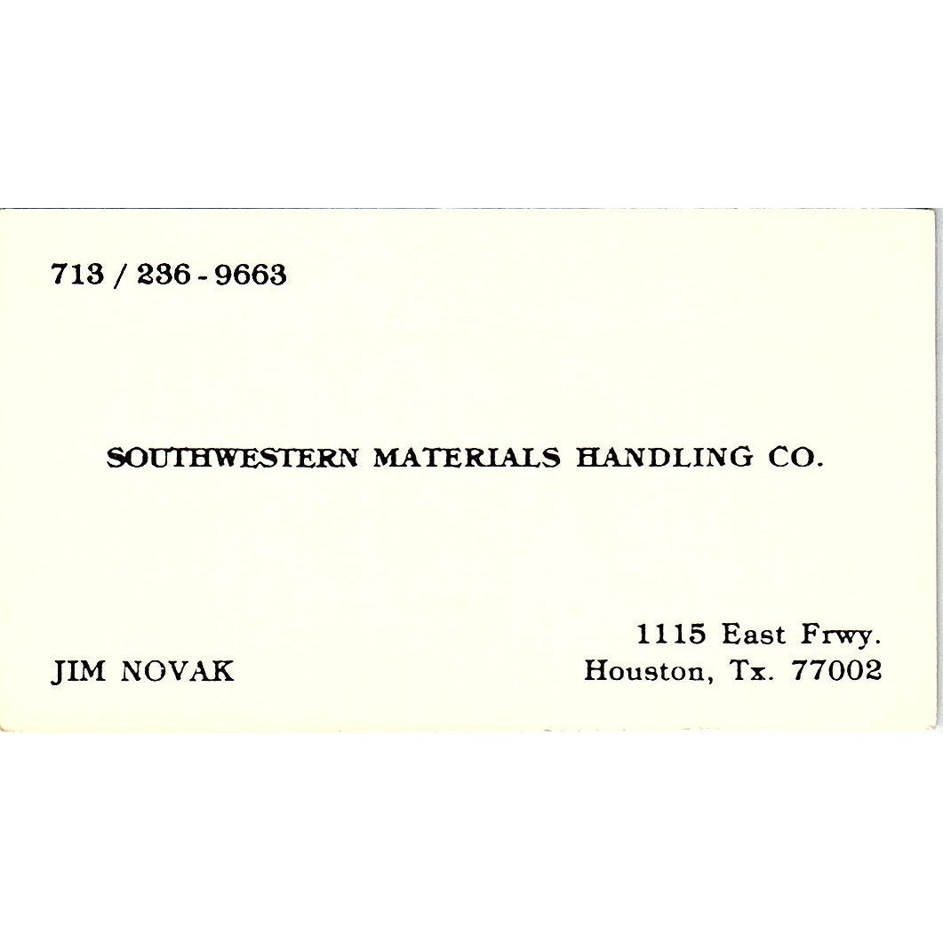 Southwestern Materials Handling Co. Jim Novak Houston TX Business Card SB4-B10