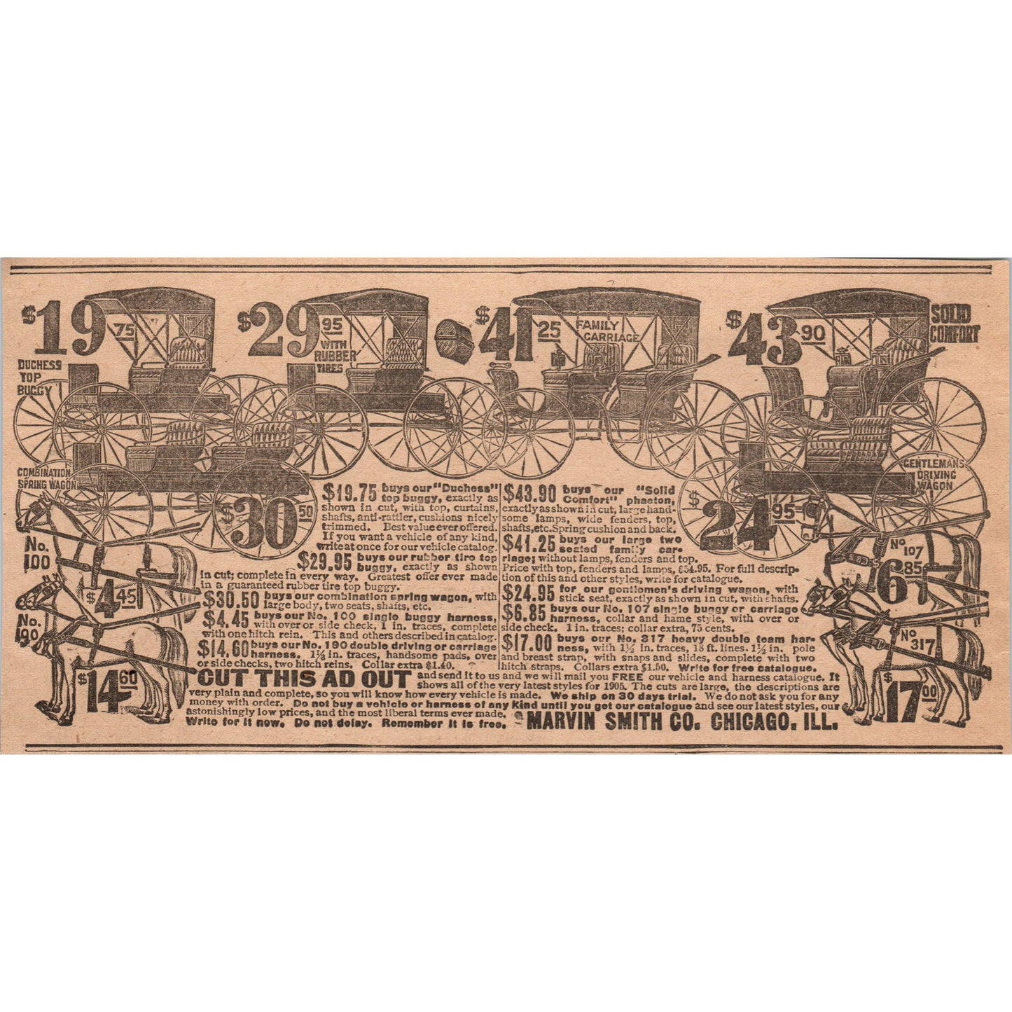 Carriage Sale Marvin Smith Co Chicago IL 1905 Magazine Ad AF1-NEH