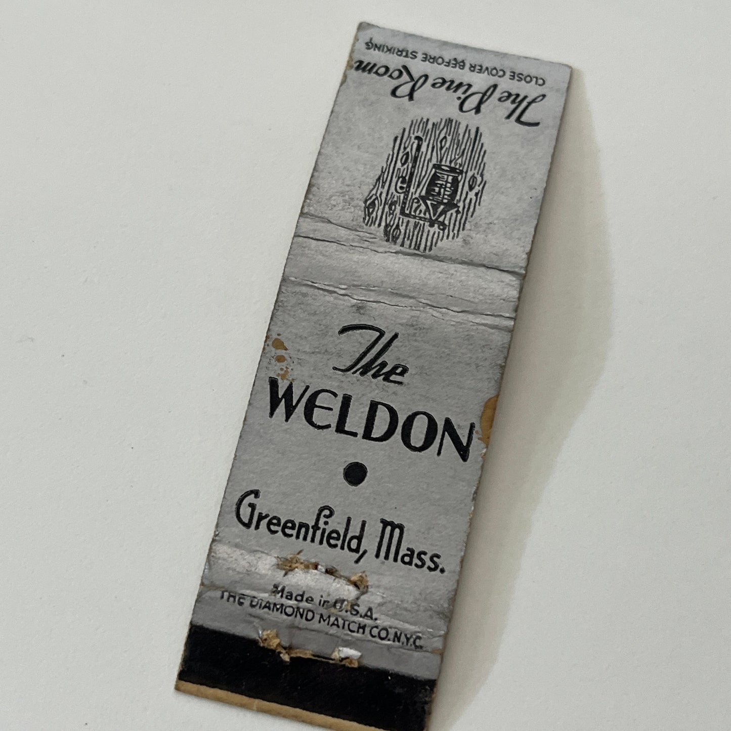 The Weldon Pine River Room Greenfield MA Vintage Matchbook Cover TB6-MB1-14