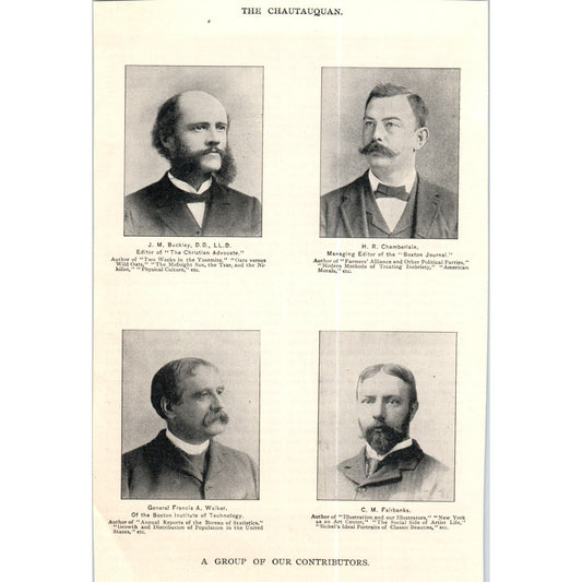 Chautauquan Contributors J.M. Buckley HR Chamberlain CM Fairbanks 1890 Print AE8