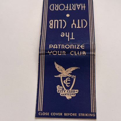 The City Club Hartford CT Vintage Matchbook Cover TB8-MB-4
