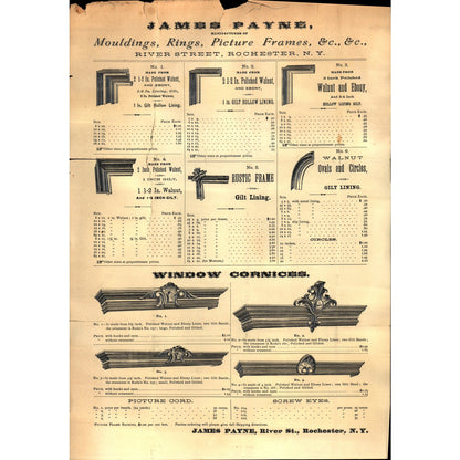 c1890 James Payne Picture Frames Rochester NY Advertising Flyer 14.5x10 V1-1