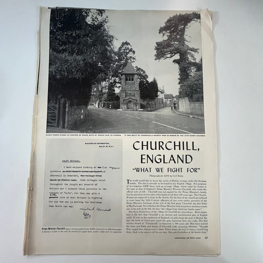 Churchill, England "What We Fight For" 5 Pages 1940s WWII Era Article V29-5