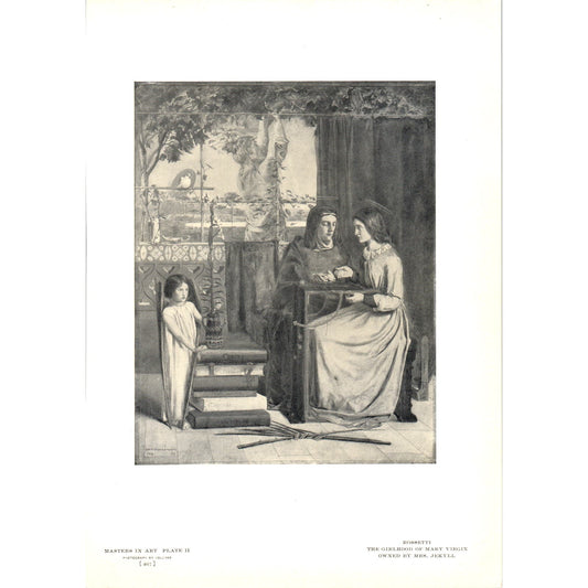 The Girlhood of Mary Virgin - Rossetti c1905 Art Print D14