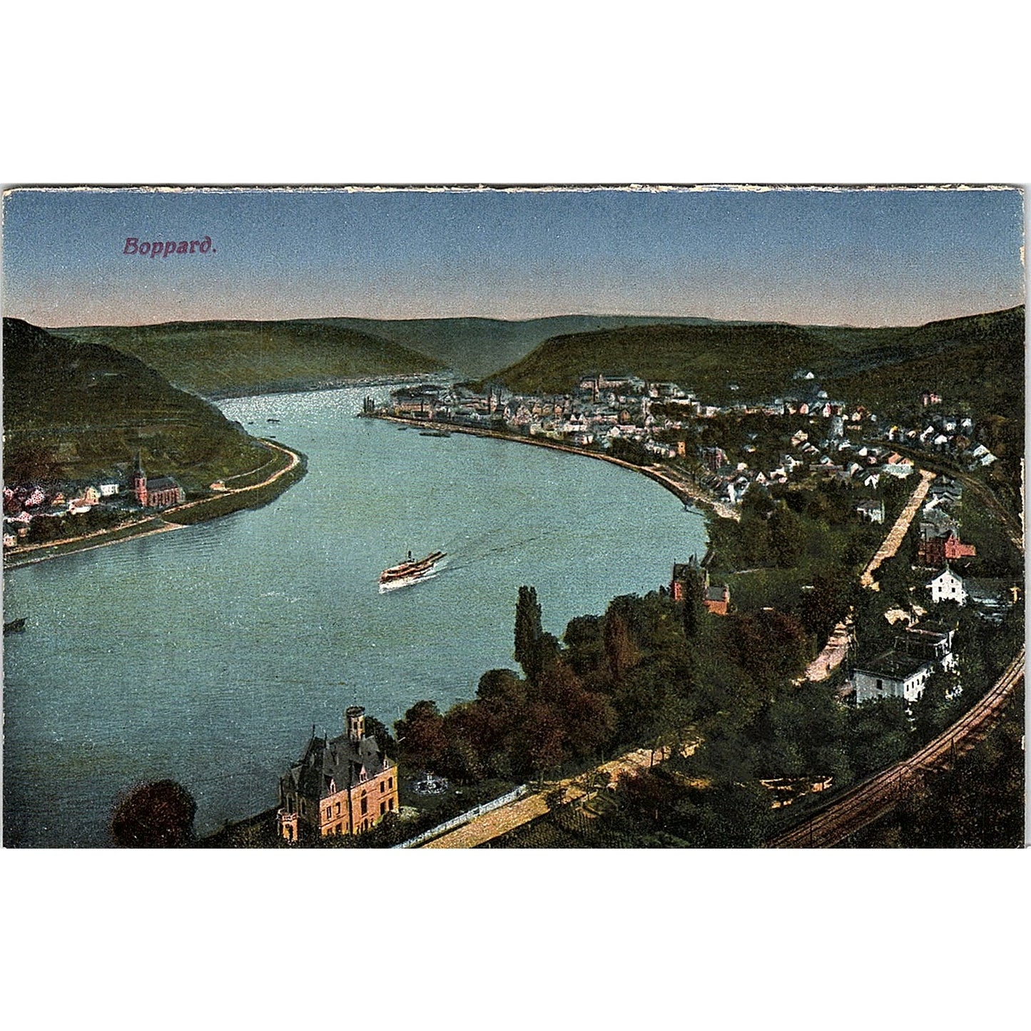 Boppard Aerial View German Antique Postcard PE9