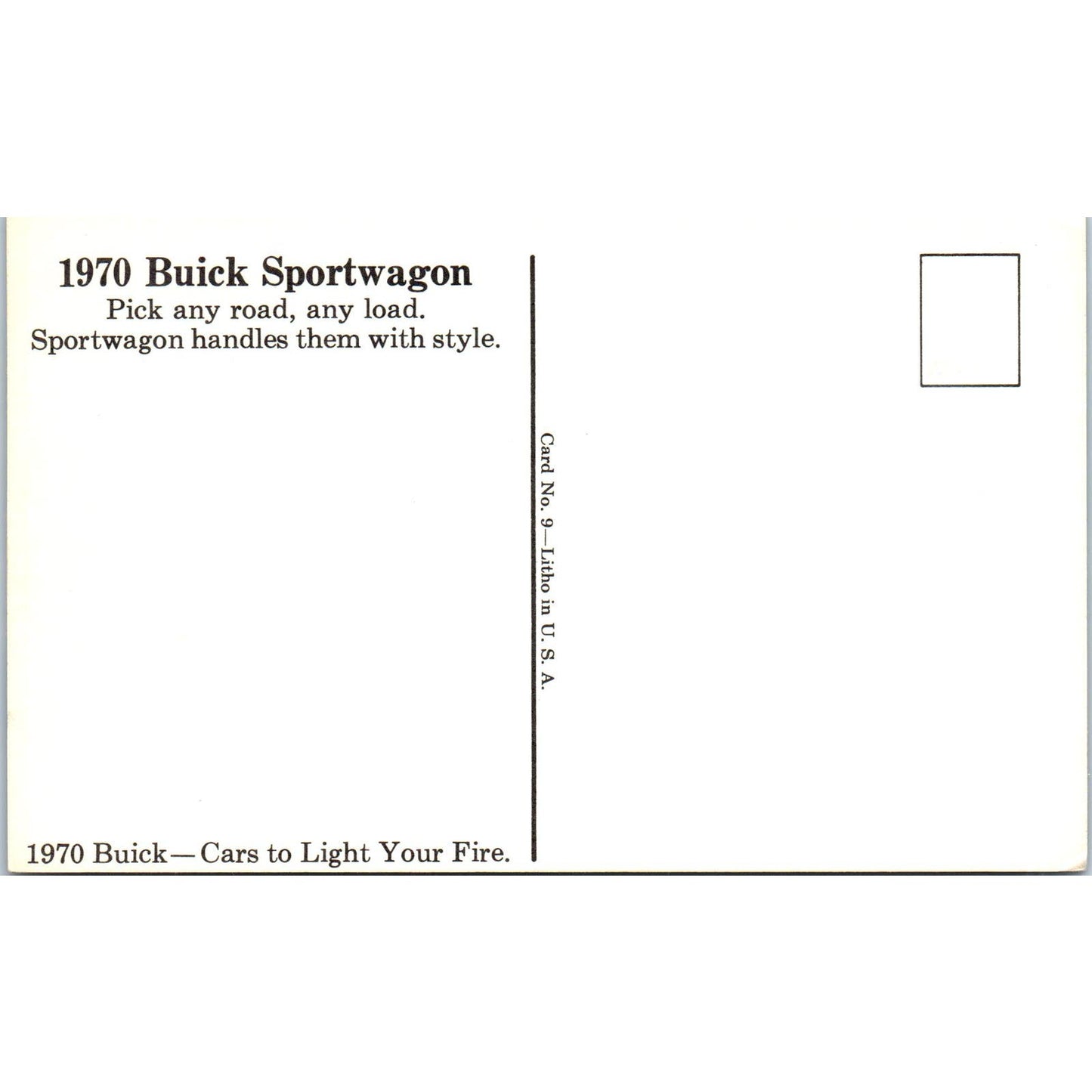 1970 Buick Sportwagon Station Wagon Blue Promo Vintage Postcard PC11