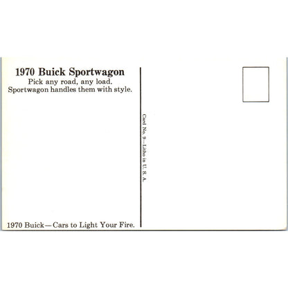 1970 Buick Sportwagon Station Wagon Blue Promo Vintage Postcard PC11