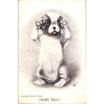 French Bulldog Puppy Yours Truly Vincent Colby Illustration 1909 Postcard PD2