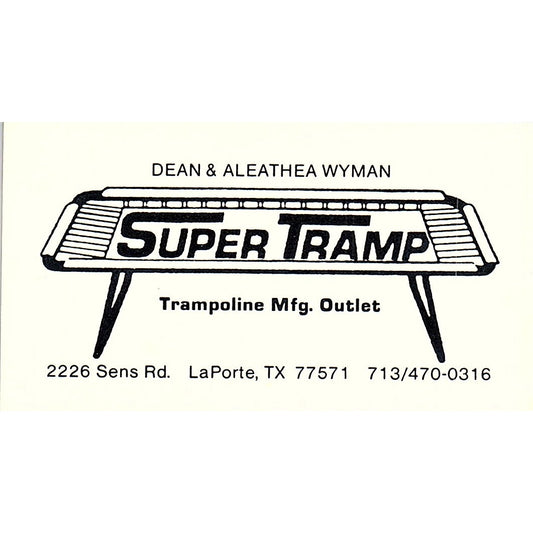 Dean & Aleathea Wyman Super Tramp Trampoline LaPorte TX Business Card SF3-B2