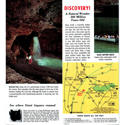 1980s Tennessee's Lost Sea Glass Bottom Boats Underground Lake Brochure TF4-BC
