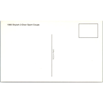 1980 Buick Skylark 2-Door Sport Coupe Silver Vintage Postcard PC12