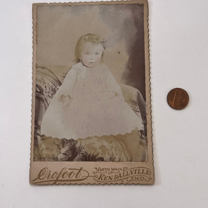 Pink Cheeked Girl Crofoot Kendallville IN Antique Victorian CDV Card TK3-P