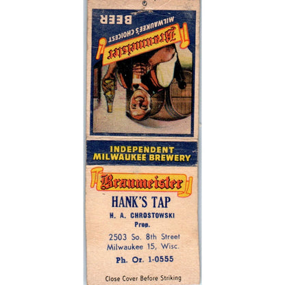 Hank's Tap H.A. Chrostowski Milwaukee WI Vintage Matchbook Cover SD4-Y4