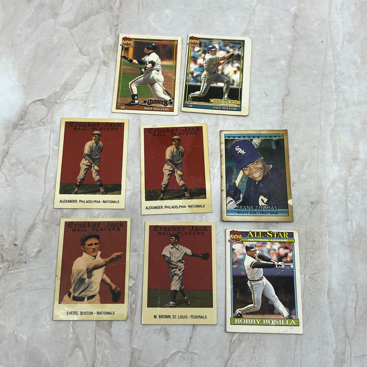 Vintage Lot Of 8 Cracker Jack Mini Replica Baseball Cards AE6