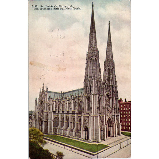1917 St. Patrick's Cathedral 5th Ave & 50th St. New York Postcard PD3