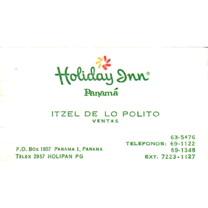 Itzel De Lo Polito Holiday Inn Panamá Vintage Business Card SD8-B17