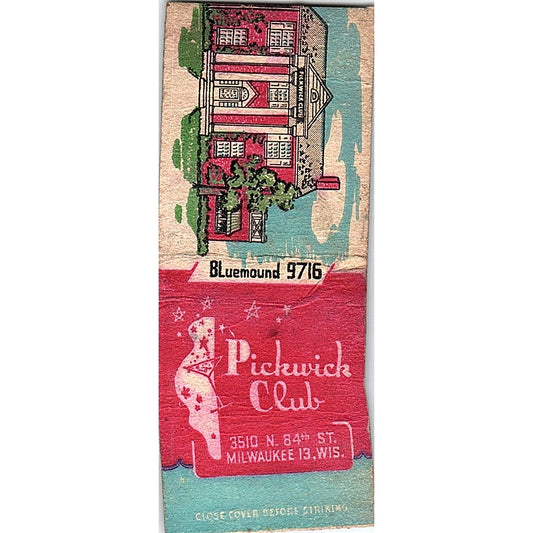 Pickwick Club Milwaukee WI Vintage Matchbook Cover SC7-Y6