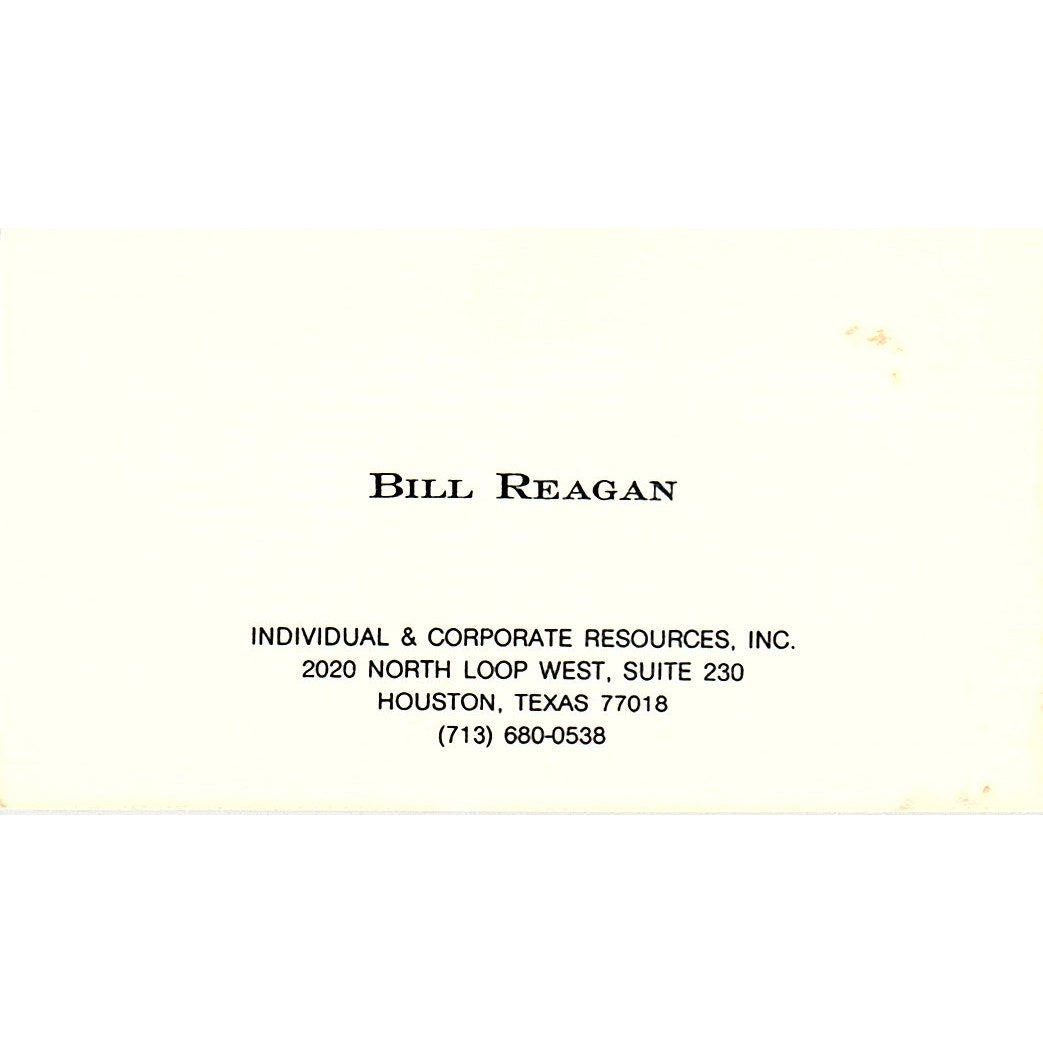 Individual & Corporate Resources, Inc, Bill Reagan Houston TX Card SSB4-B12