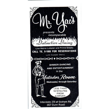 Mr. Yac's Distinctive Dining Matador Room St. Louis 1971 Magazine Ad AD8-H4