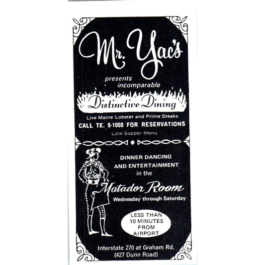 Mr. Yac's Distinctive Dining Matador Room St. Louis 1971 Magazine Ad AD8-H4