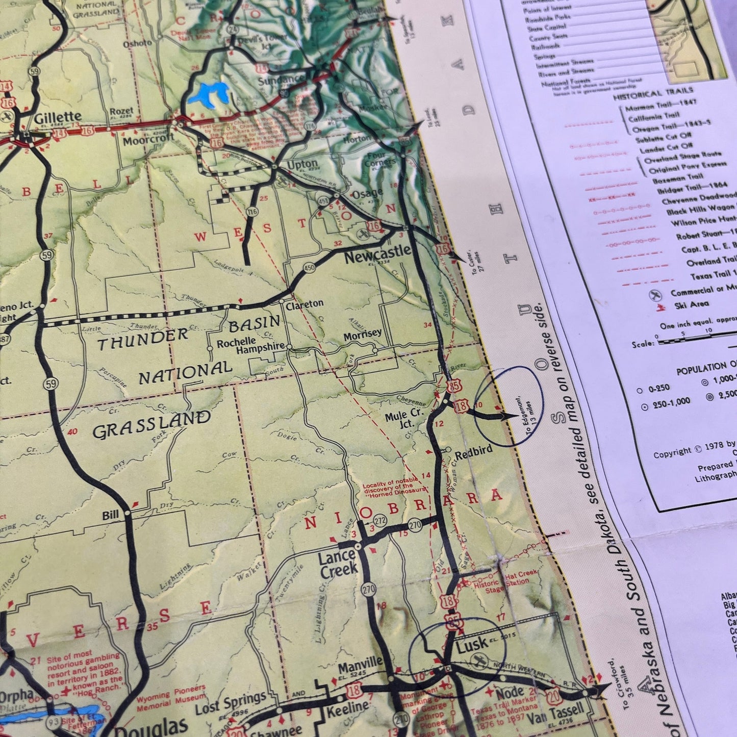 1978 Wyoming Official Highway Map Fold Out Map TH9-TM2