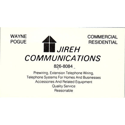 Jireh Communications Wayne Pogue Vintage Business Card SE3-B16