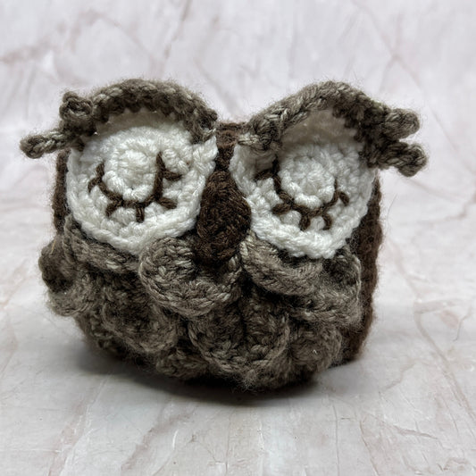 1970s Knit Crochet Sleepy Owl Can Koozie Candle Holder TF4