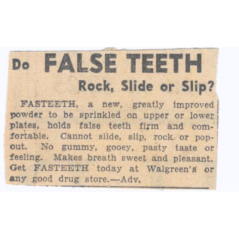 Fasteeth False Teeth 1935 Minneapolis Journal Advertisement AE7-H3