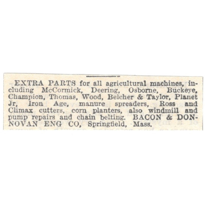 Tractor Parts Bacon & Donovan Eng Co Springfield MA 1905 Magazine Ad AF1-NES1