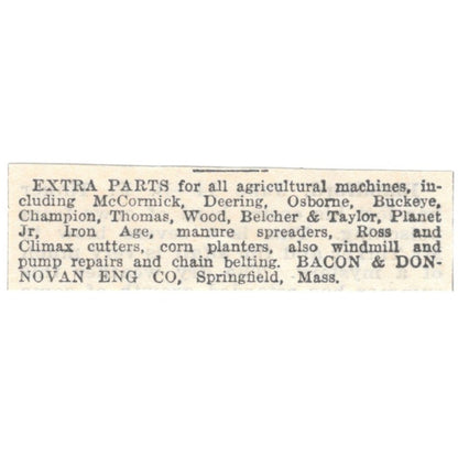 Tractor Parts Bacon & Donovan Eng Co Springfield MA 1905 Magazine Ad AF1-NES1