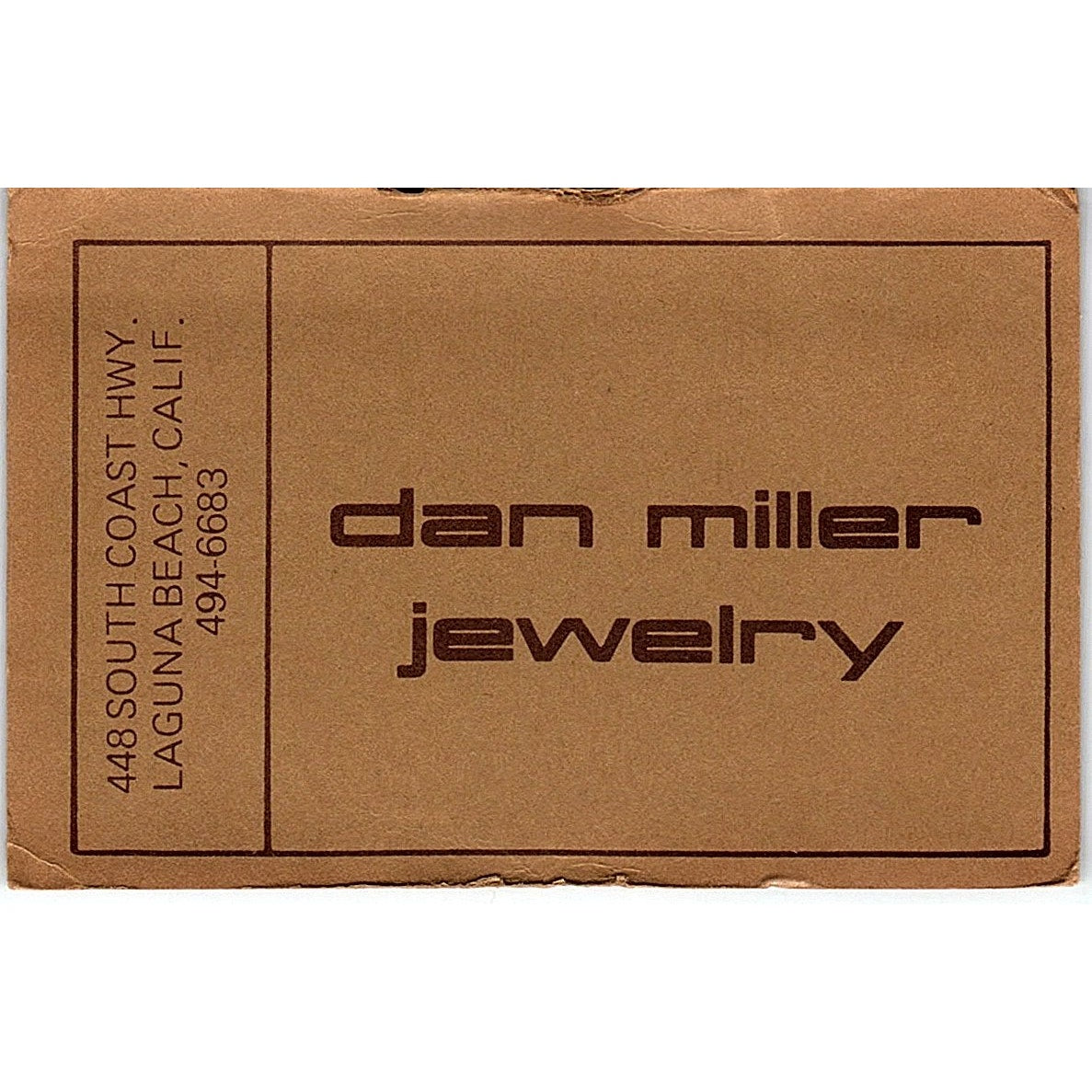 Dan Miller Jewelry Laguna Beach CA Vintage Business Card ML1-6