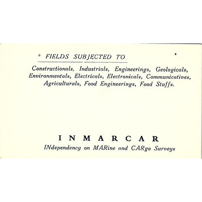 Inmarcar Deniz Survey Bürosu Yavuz Bulkan Izmir Turkey Vtg Business Card ML1-6