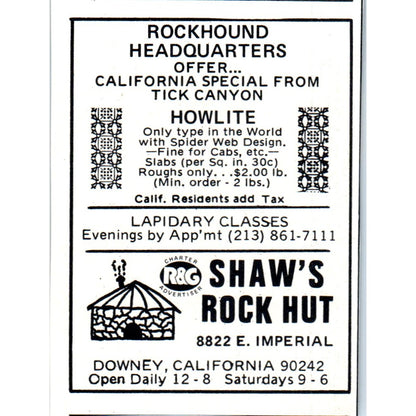 Shaw's Rock Hut Downey California 1971 Magazine Ad AD8-R9