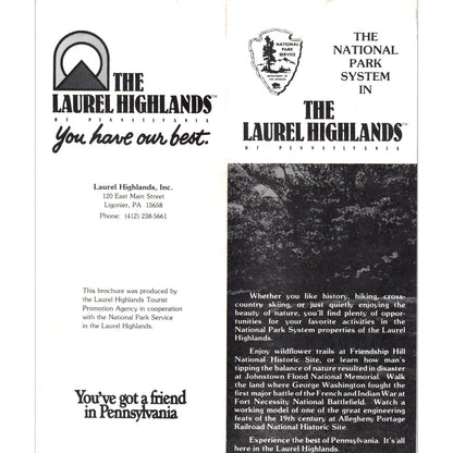 Vtg National Park System in The Laurel Highlands of PA Travel Brochure TH2-O2