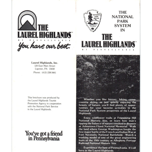 Vtg National Park System in The Laurel Highlands of PA Travel Brochure TH2-O2