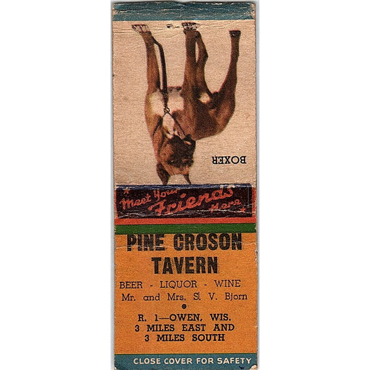 Pine Croson Tavern S.V. Bjorn Owen WI Vintage Matchbook Cover SF3-Y2