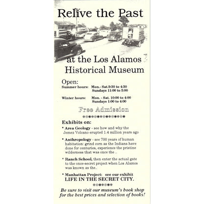 Los Alamos Historical Museum NM Vintage Fold Out Travel Leaflet TH2-TB1