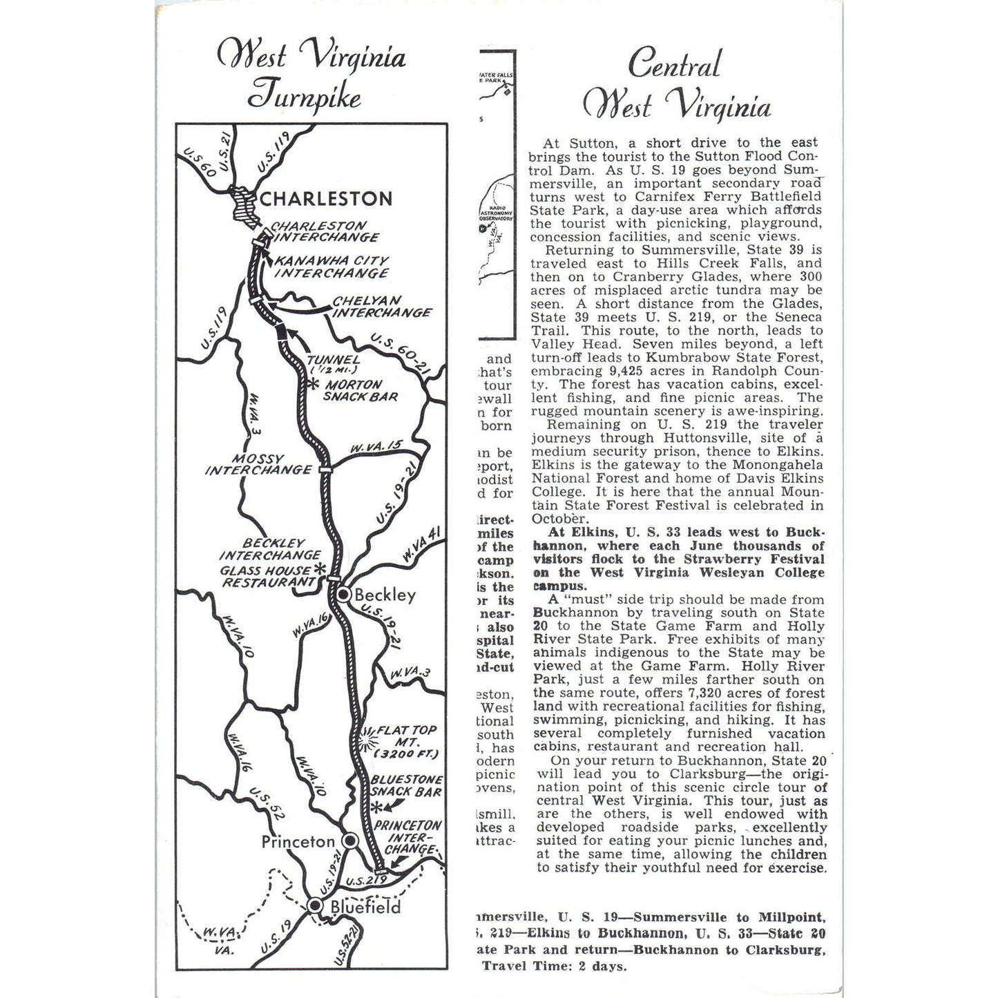 1950s West Virginia Circle Tours of Mountain Splendorland Travel Brochure AE8