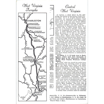 1950s West Virginia Circle Tours of Mountain Splendorland Travel Brochure AE8