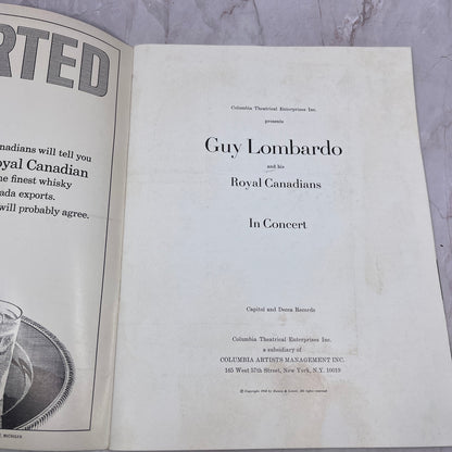 1968 Guy Lombardo and his Royal Canadians in Concert Souvenir Program TA9-E2